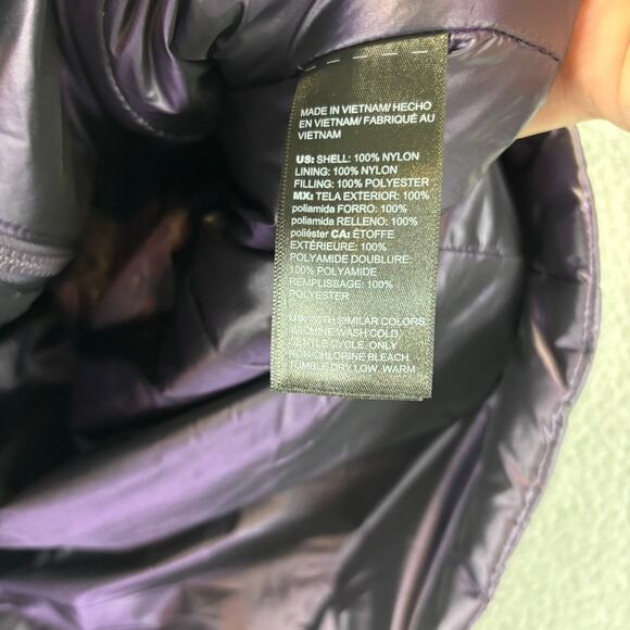 Chicos Zenergy Puffer Vest 8/10 Purple Gorpcore Nylon Full Zip Pockets w/ Bag - Picture 6 of 10